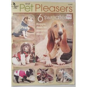 Annie's Attic Knit Pet Pleasers Dog sweaters 6 Sweaters Patterns Leaflet 427